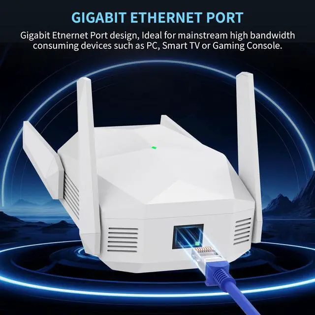 Alt view image 5 of 5 - 2025 AX3000 WiFi 6 Range Extender, WiFi Extender Signal Booster with Gigabit Ethernet Port, Dual Band (2.4G&5.8G) WiFi Repeater Cover to 13888sp.ft, Faster Speed and Wider Cover, Quick Setup (White)