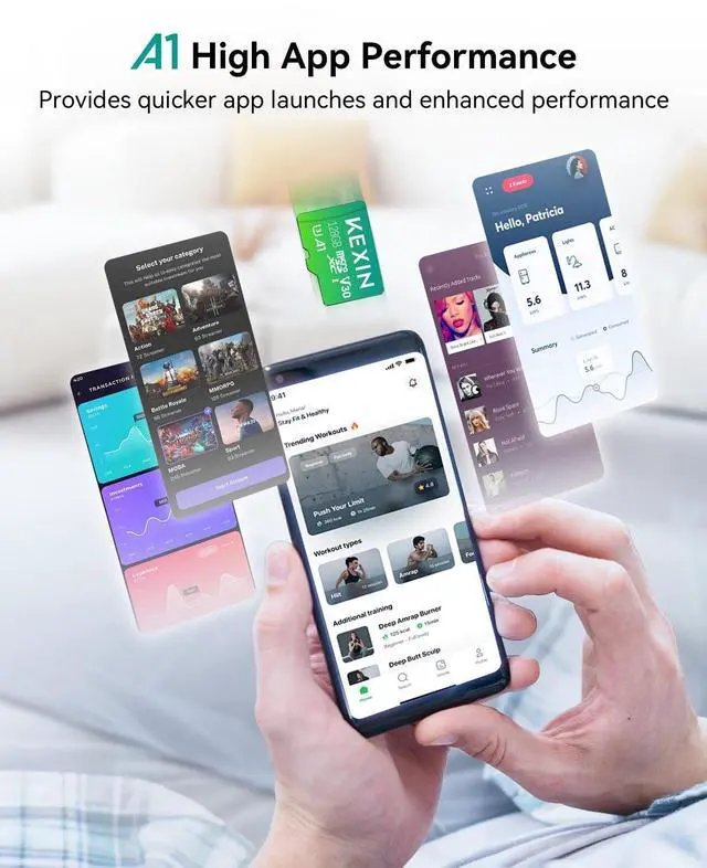 Alt view image 4 of 5 - KEXIN 128GB Micro SD Card 3 Pack with Adapter - Up to 90MB/s 4K, V30, A1, C10, 4K UHD High Speed microSDXC UHS-I Memory Card Compatible with Action Camera Drone Game Smartphone Tablet 128G 3Pack