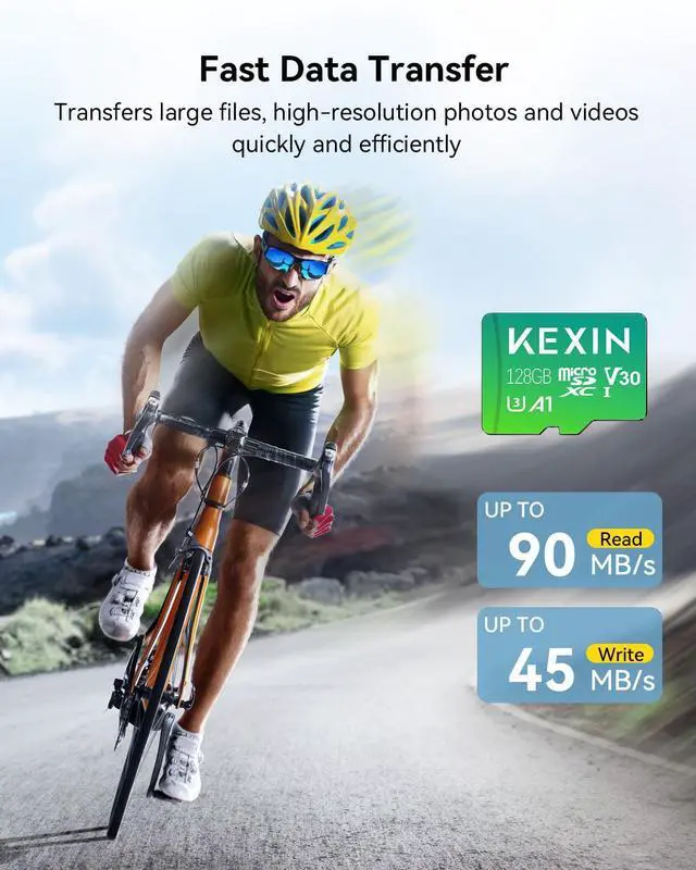 Alt view image 3 of 5 - KEXIN 128GB Micro SD Card 3 Pack with Adapter - Up to 90MB/s 4K, V30, A1, C10, 4K UHD High Speed microSDXC UHS-I Memory Card Compatible with Action Camera Drone Game Smartphone Tablet 128G 3Pack