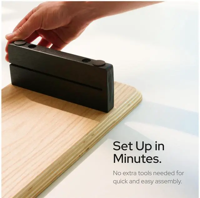 Alt view image 5 of 5 - KIVY Dual Monitor Riser with Integrated Metal Shelf [MADE BY HAND] - Wooden Desk Shelf for Monitor - Monitor Riser for 2 Monitors - Wide Long Dual Monitor Stand Riser for Desk (44 x10x3in - Oak)