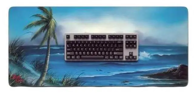 Alt view image 4 of 5 - Bob Ross Desk Mat for Desktop, Large Ergonomic Mouse Pad, Gaming Mouse Pad, Non-slip Deskmat, Mouse Pad For Computer, Wireless Mouse, Keyboard, Mouse pad for desk, Large Mousepad- Storm on The Horizon