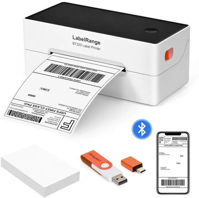 Alt view image 2 of 5 - BT320 Label Printer with 500 Sheets 4x6 Labels