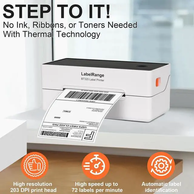 Alt view image 4 of 5 - BT320 Label Printer with 500 Sheets 4x6 Labels
