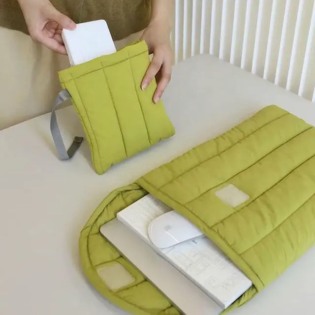 Alt view image 5 of 5 - Puffy Laptop Sleeve Set 15-16 Inch Streak-Green, Protective Carrying Case for Men and Women, Cute Case Bag Compatible with 15 and 16 Inch Laptops, for MacBook Air M2, Asus/Dell Xps in Cover