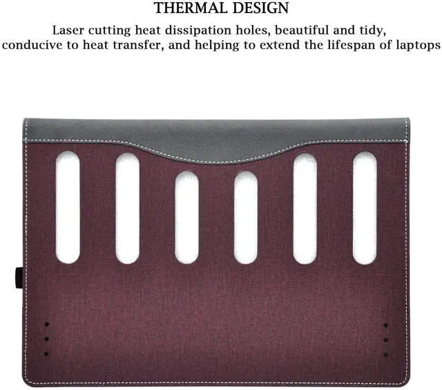 Alt view image 3 of 5 - Laptop Case Cover for 14 inch Lenovo IdeaPad 5 2-in-1 14Q8X9 14AHP9 14IRH9 14IRU9 Sleeve,PU Leather Protective Bag Notebook PC Accessories (Burgundy)