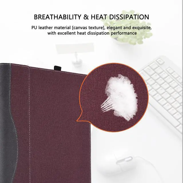 Alt view image 4 of 5 - Laptop Case Cover for 14 inch Lenovo IdeaPad 5 2-in-1 14Q8X9 14AHP9 14IRH9 14IRU9 Sleeve,PU Leather Protective Bag Notebook PC Accessories (Burgundy)