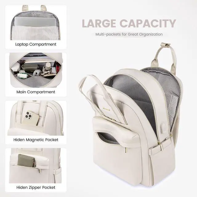 Alt view image 2 of 5 - LOVEVOOK Laptop Backpack for Women, 17 Inch Travel Laptop Bag with USB Port, Waterproof Computer Backpack Purse for Work Teacher Nurse, Durable Casual Daypack