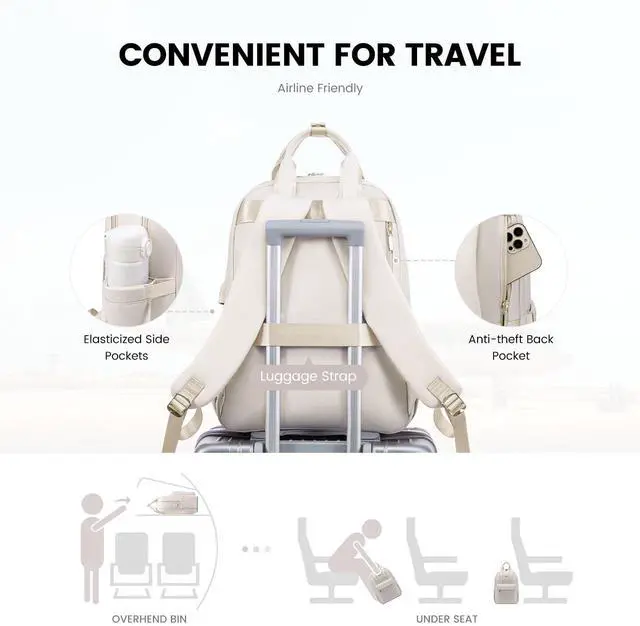 Alt view image 4 of 5 - LOVEVOOK Laptop Backpack for Women, 17 Inch Travel Laptop Bag with USB Port, Waterproof Computer Backpack Purse for Work Teacher Nurse, Durable Casual Daypack