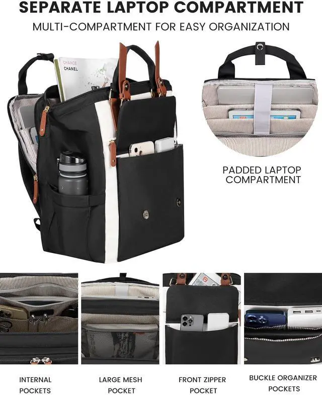 Alt view image 3 of 5 - LOVEVOOK Laptop Backpack For Women, Teacher Work Computer Backpack with Laptop Compartment, Nurse Bags Business Laptop Bag Purse, Water-Resistant Travel Back pack College Backpack, 15.6 Inch, Upgraded