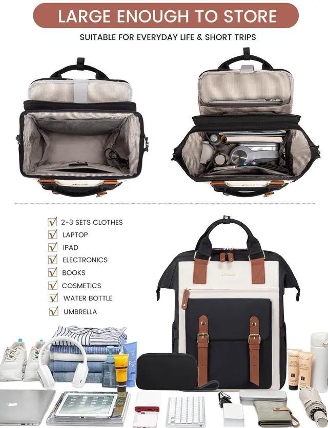 Alt view image 4 of 5 - LOVEVOOK Laptop Backpack For Women, Teacher Work Computer Backpack with Laptop Compartment, Nurse Bags Business Laptop Bag Purse, Water-Resistant Travel Back pack College Backpack, 15.6 Inch, Upgraded