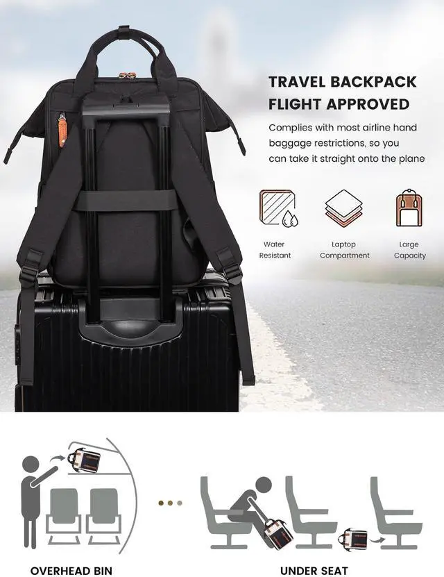 Alt view image 5 of 5 - LOVEVOOK Laptop Backpack For Women, Teacher Work Computer Backpack with Laptop Compartment, Nurse Bags Business Laptop Bag Purse, Water-Resistant Travel Back pack College Backpack, 15.6 Inch, Upgraded