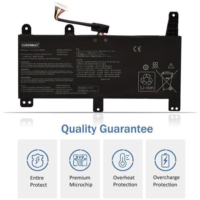 Alt view image 2 of 5 - LUSONBAY C41N1731 Laptop Battery for Asus ROG Strix Scar/Hero II G712 G732 G731 GL504GW GL504GS GL504GM GL704 GL704GW GL704GV GL704GM G715GV G715GW G515GV G515GW 15.4V/66Wh