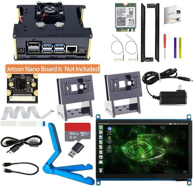 Main image of Makeronics Developer Kit for Jetson Nano -7inch Touch| IMX 219-77 Camera with Case| 64GB Class 10 TF Card with Card Reader | Jetson Nano Acrylic Case for Both A02 and B01