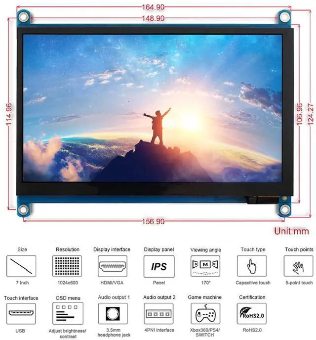 Alt view image 3 of 5 - Makeronics Developer Kit for Jetson Nano -7inch Touch| IMX 219-77 Camera with Case| 64GB Class 10 TF Card with Card Reader | Jetson Nano Acrylic Case for Both A02 and B01