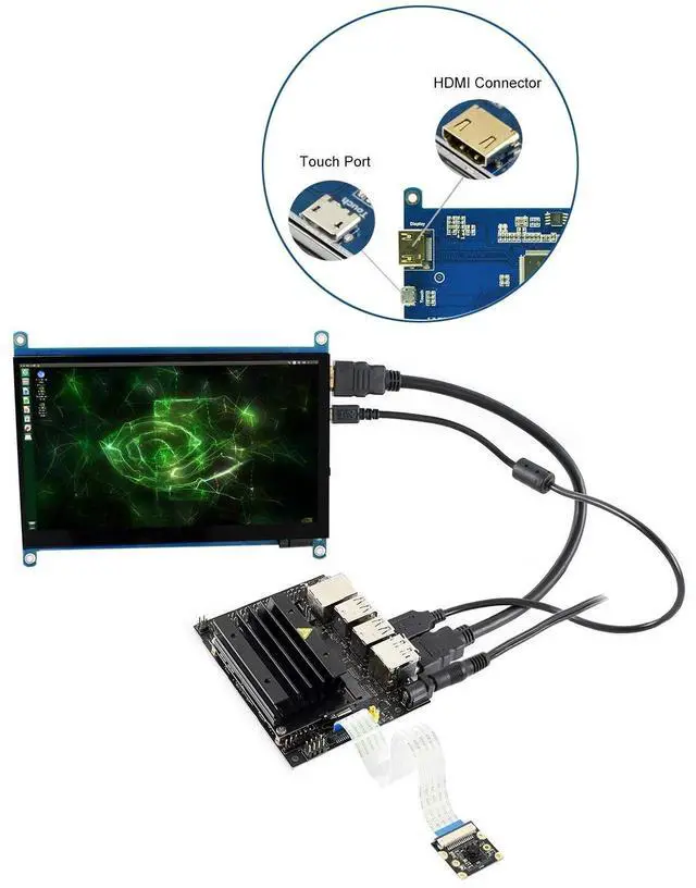 Alt view image 4 of 5 - Makeronics Developer Kit for Jetson Nano -7inch Touch| IMX 219-77 Camera with Case| 64GB Class 10 TF Card with Card Reader | Jetson Nano Acrylic Case for Both A02 and B01