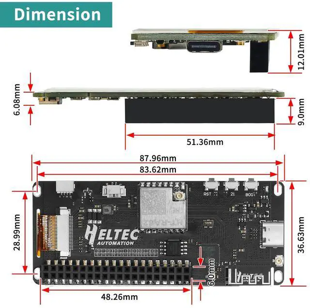 Alt view image 3 of 5 - Vision Master E290 Development Board with 2.9" E-Ink Display Screen, SX1262 Chip BLE WiFi ESP32-S3R8 LoRa Module Compatible with Arduino PlatformIO Micpython Meshtastic Raspberry PI IoT(902-928MHz