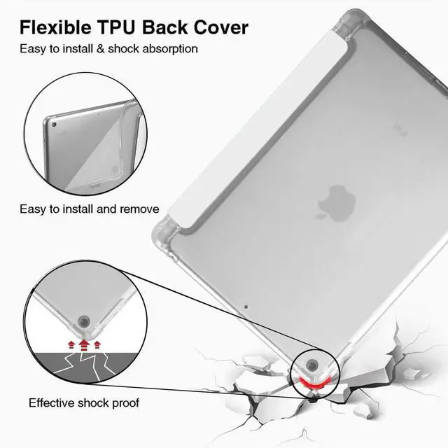 Alt view image 5 of 5 - MAYCARI Cute Kawaii Giraffe Compatible with iPad 5th/6th Generation Case with Pencil Holder, Auto Sleep/Wake, White Girly Cartoon Soft TPU Back Cover for iPad 5th/6th Generation(9.7 Inch)