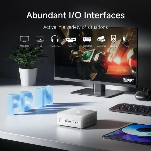 Alt view image 4 of 5 - MINISFORUM Mini PC UM870 Slim,AMD Ryzen 7 8745H(8C/16T, Up to 5.0GHz),AMD Radeont 780M Mini Computer,32GB DDR5 RAM & 1TB PCIe 4.0 SSD,Support 8K@60Hz HDMI 2.1/USB4 Output, WIFI6E/BT5.3/Auto Power On