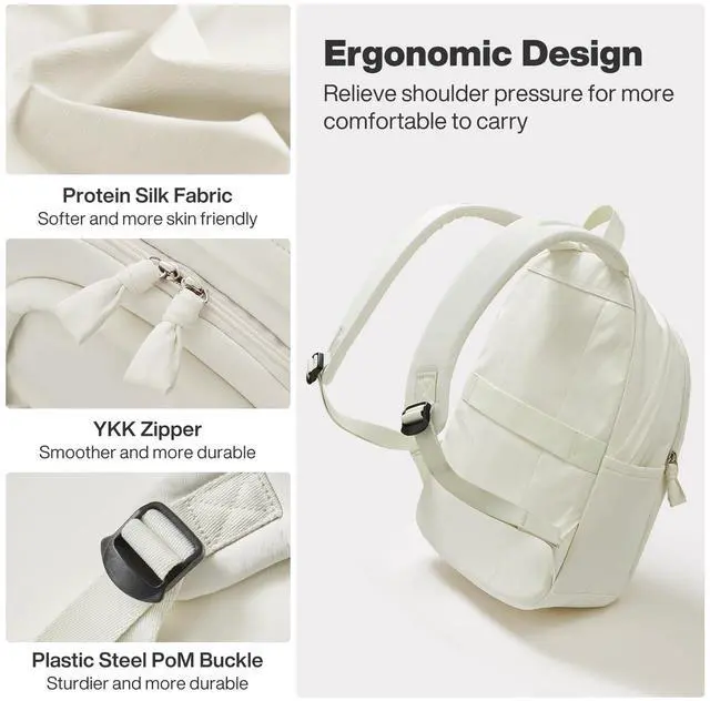 Alt view image 4 of 5 - mixi Sweet Design Women Backpack Girls Cute Book Bag with Shockproof 15.6" Laptop Pocket Casual Daily Light Weight, Pearl White
