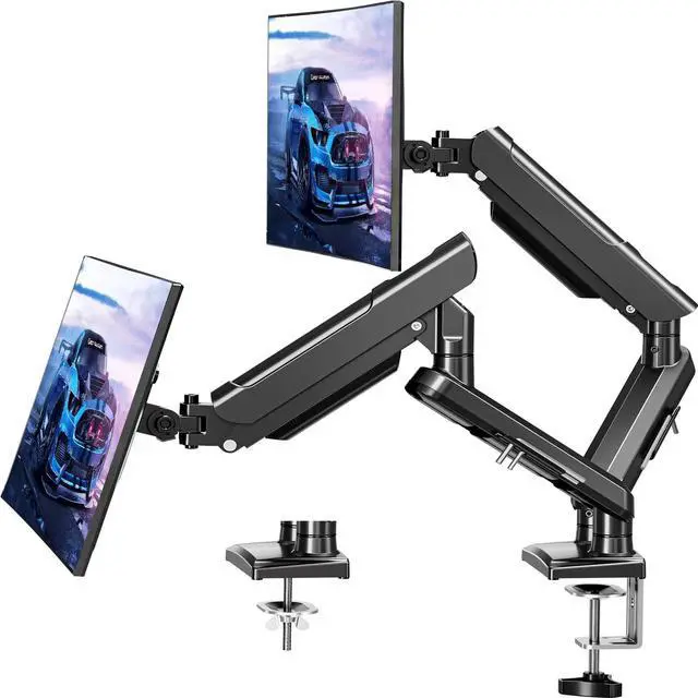 Main image of Dual Monitor Mount for 2 Monitors up to 32 inches, Height Adjustable Gas Spring Double Monitor Stand, Two Monitor Desk Mount Holder, Each Monitor Arm Holds Max 22lbs, VESA Mount, Black, Freelift Pro