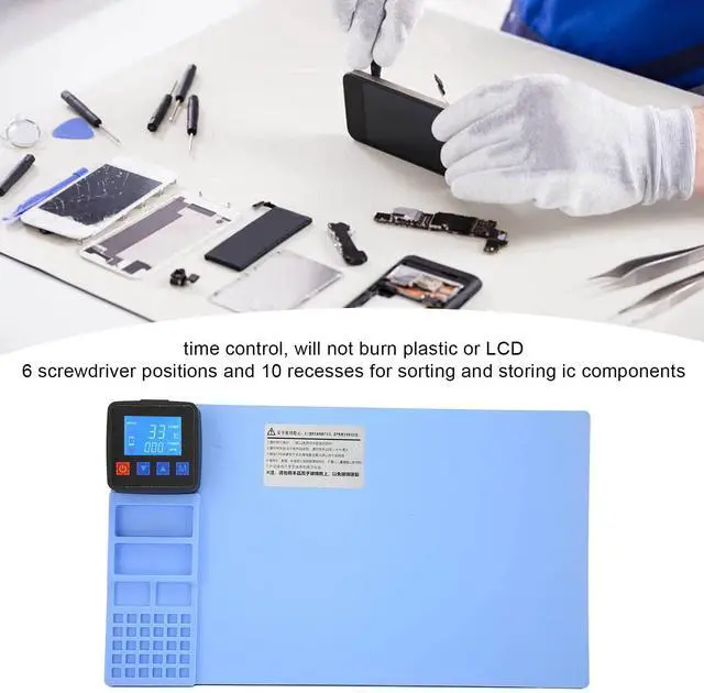 Alt view image 4 of 5 - Silicone Soldering Mat, Phone Repair Mat Antistatic Mat For Electronics Anti Static Mat For Pc Building Heat Plate for Smartphone LCD Screen Separator Machine Repair Tools