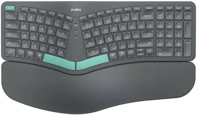 Main image of Nulea Wireless Ergonomic Keyboard, Split Keyboard with Cushioned Wrist Rest, Bluetooth and USB Connectivity, USB-C Rechargeable, Compatible with Windows Mac