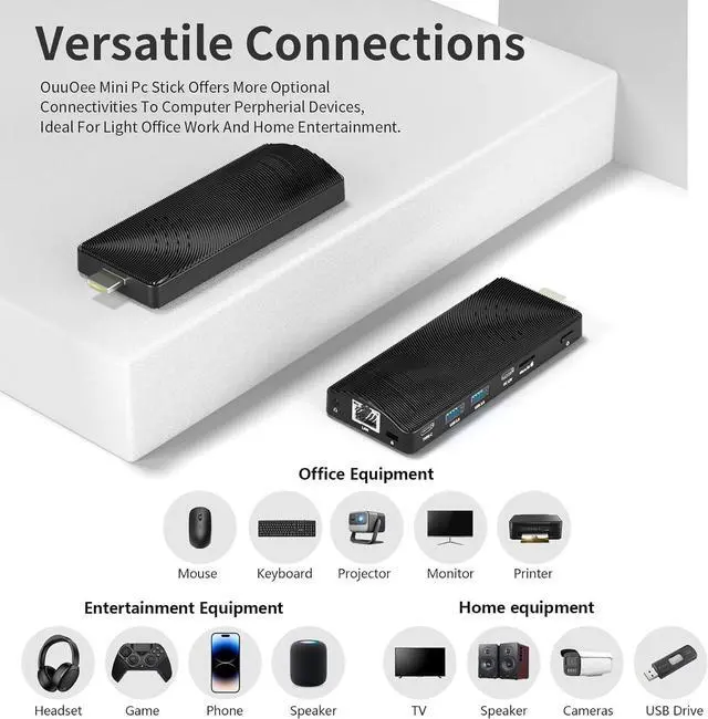 Alt view image 4 of 5 - Mini PC Stick Fanless, Celeron J4125, 4GB RAM 64GB ROM, Micro Computer Stick Supports HDMI 4K, USB PD3.0, Gigabit Ethernet, Wi-Fi 5 on Business, Industrial, Office, Media, Video