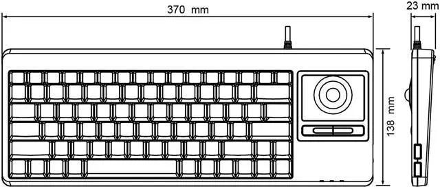 Alt view image 3 of 5 - Perixx PERIBOARD-514H Plus Wired Keyboard with Trackball - 14.57x5.39x1.02 Inch - USB Port with 2 Hubs, US English Layout, Black
