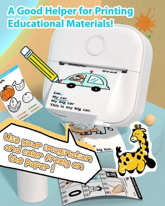 Alt view image 5 of 5 - Phomemo T02 Sticker Printer- Inkless Printer Mini Printer Sticker Maker Bluetooth Thermal Pocket Printer for Study Notes, Stickers, Photos, DIY Printing, with 3 Rolls Paper, White