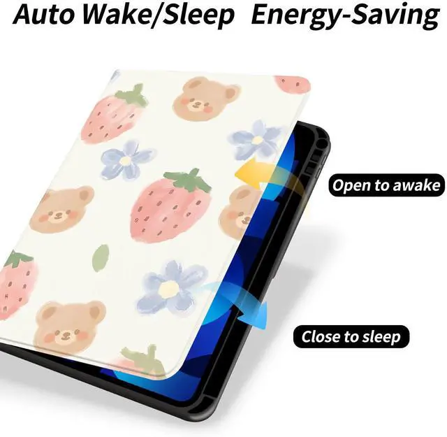 Alt view image 4 of 5 - JOYLAND Cute Bear Pad Case for 11 Inch iPad Pro(2024) with Pencil Holder Cartoon Animal Pattern Multi-Angle Adjustable Stand Leather Cover with Auto Sleep/Wake for Kids Girls