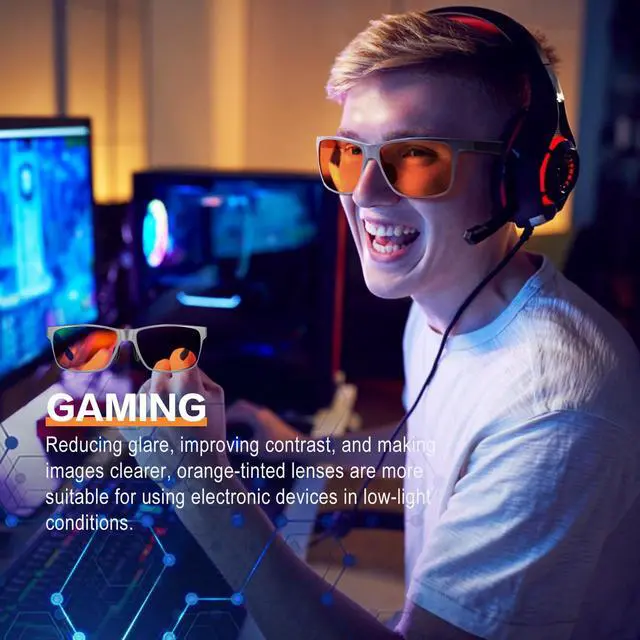 Alt view image 4 of 5 - Reglaaly Blue-Light-Blocking-Gaming-Glasses Designed for Men/Women Gamers Anti Fatigue with Powerful Filter Lenses for Electronic Screens