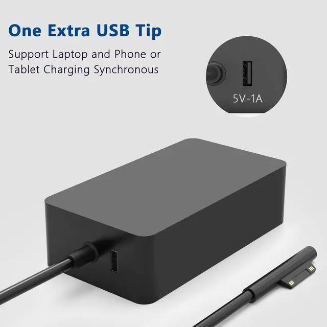 Alt view image 2 of 4 - Surface Pro Charger 65W Fit for Microsoft Surface Pro 3/4/5/6/7/8/X, Surface Book Laptop/Tablet, fit Model 1706 1800 1625 Power Supply, Work with 65W-44W-36W-24W