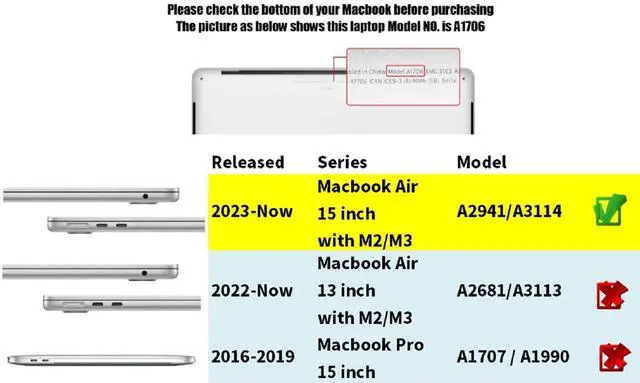 Alt view image 2 of 5 - Se7enline Compatible with MacBook Air 15 inch M2 M3 Case 2024 for Air 15.3 inch A2941/A3114 TPU+PC Anti-Fingerprint Hard Shell Case &Keyboard Skin & Touchpad Protector & Webcam Cover, Transparent&Gray