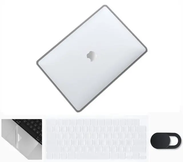 Main image of Se7enline Compatible with MacBook Air 15 inch M2 M3 Case 2024 for Air 15.3 inch A2941/A3114 TPU+PC Anti-Fingerprint Hard Shell Case &Keyboard Skin & Touchpad Protector & Webcam Cover, Transparent&Gray