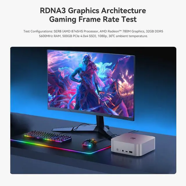 Alt view image 5 of 5 - Beelink SER8 Ryzen 7 8745HS, 8C/16T, Up to 4.9GHz Mini PC, 32GB DDR5, 1TB NVMe M.2 SSD, USB4.0/ Triple Display/ WiFi6/ BT5.2/2.5Gbps LAN Mini Computer