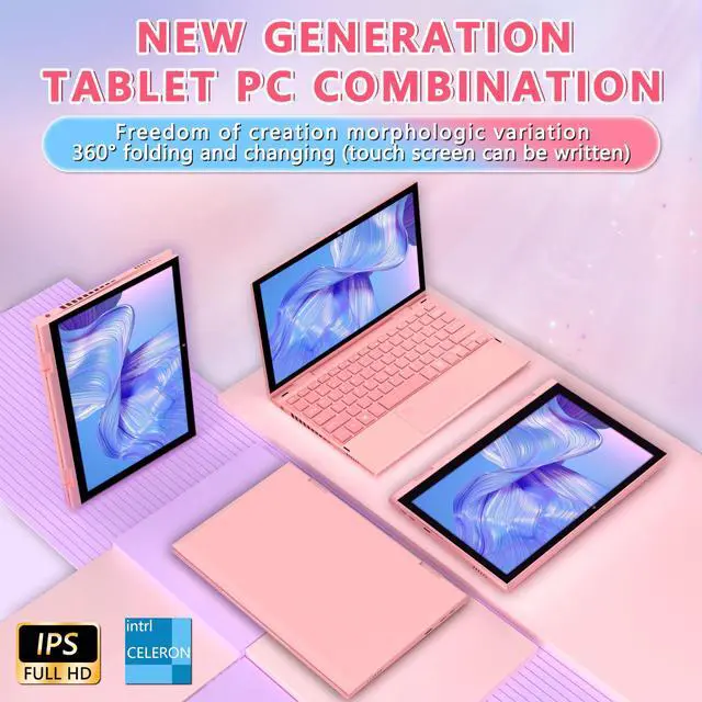 Alt view image 2 of 5 - 2-in-1 Mini Laptop: 10.95" 2K FHD IPS Touchscreen, In tel N95 CPU, 16GB DDR5 RAM, Ultra-Thin Metal Body, Win 11 PC, Full-Function Type-C, Cooling Fan, Fingerprint, Backlit Keyboard (16G+1T SSD)