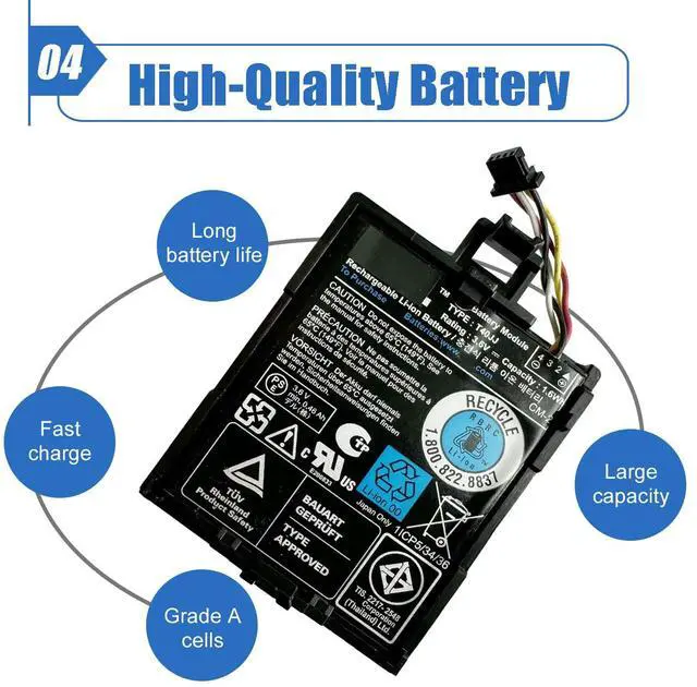 Alt view image 5 of 5 - T40JJ Battery Compatible with Dell Perc Raid H710 H710P H730 H730p H810 H830 PowerEdge M620 R320 R420 R520 R620 R720 R820 T110 II T420 70K80 H132V +Case