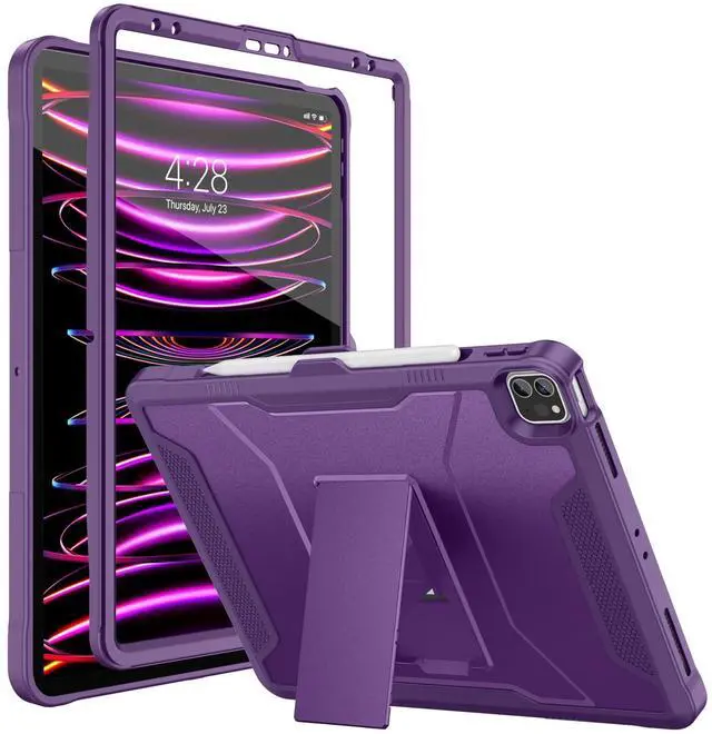 Main image of Soke Case for iPad Pro 12.9 Inch 6th/5th/4th Generation(2022/2021/2020 Release), Rugged Shockproof Protective Cover with Built-in Kickstand for Apple iPad Pro 12.9 - Dark Purple