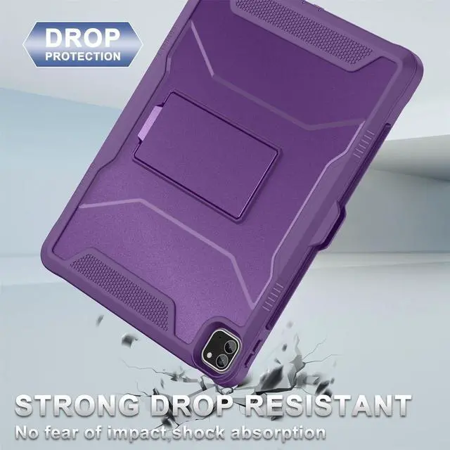 Alt view image 4 of 5 - Soke Case for iPad Pro 12.9 Inch 6th/5th/4th Generation(2022/2021/2020 Release), Rugged Shockproof Protective Cover with Built-in Kickstand for Apple iPad Pro 12.9 - Dark Purple
