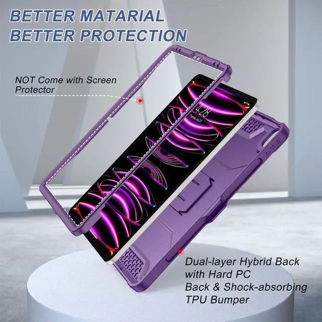 Alt view image 5 of 5 - Soke Case for iPad Pro 12.9 Inch 6th/5th/4th Generation(2022/2021/2020 Release), Rugged Shockproof Protective Cover with Built-in Kickstand for Apple iPad Pro 12.9 - Dark Purple