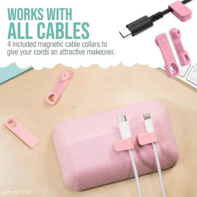 Alt view image 4 of 5 - Smartish Bigger Cable Wrangler and Charger Bundle - Cable Organizer with 2-in-1 USB-C to USB-C/Lightning Cable Fast Charger 100W - I'm Blushing