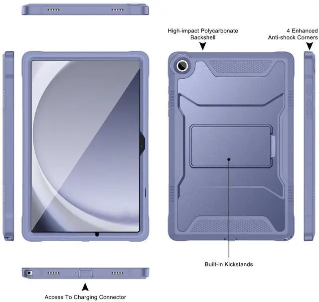 Alt view image 3 of 5 - Soke Case for Samsung Galaxy Tab A9 Plus 2023, with Built-in Screen Protector and Kickstand, Rugged Full Body Protective Cover for Galaxy Tab A9+ 11 Inch Tablet [SM-X210/X216/X218],Lavender Gray