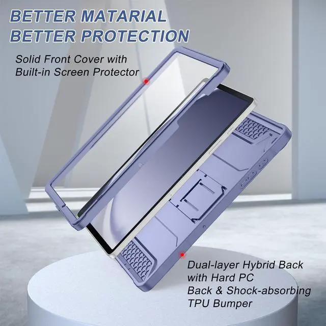 Alt view image 5 of 5 - Soke Case for Samsung Galaxy Tab A9 Plus 2023, with Built-in Screen Protector and Kickstand, Rugged Full Body Protective Cover for Galaxy Tab A9+ 11 Inch Tablet [SM-X210/X216/X218],Lavender Gray