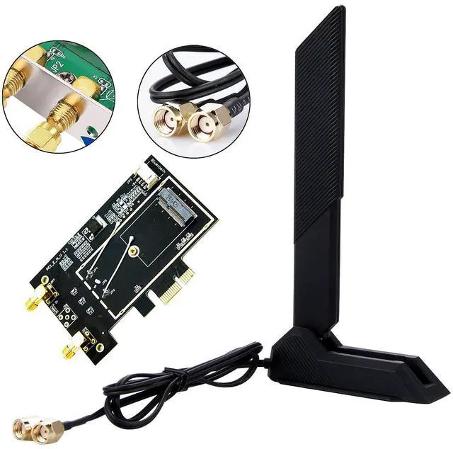 Alt view image 2 of 5 - Tri-Band WiFi Antenna 2.4/5/6G RP-SMA Magnetic Base Adapter Antenna with 2.6ft Extension Cable for Asus Z690 B560 H610 H670 B660 Z690 Motherboard 2T2R PCI-E Bluetooth Network Router