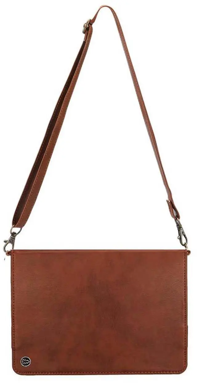 Alt view image 4 of 5 - Handbag Case for Samsung Galaxy Tab S10+/Tab S9 FE+/S9+ Plus 12.4-inch, Techcircle Folio Stand Crossbody Wallet Case w/Pen Holder & Card Slots Thin Pocket, Built-in Hand Strap & Shoulder Strap, Coffee