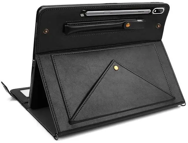 Alt view image 2 of 5 - Handbag Case for Samsung Galaxy Tab S9 FE 10.9"/S9/S8/S7 11", Techcircle Folio Stand Crossbody Wallet Case with S Pen Holder & Card Slots Pocket, Hand Strap & Shoulder Strap Protective Cover, Black