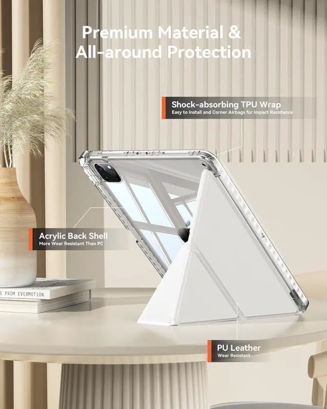 Alt view image 5 of 5 - Folio Magnetic Cover Compatible with iPad Air 11-inch Case M2/M3, Replacement for iPad Pro 11-inch Case(4th/3rd/2nd/1st) with Multi-Angle Stand, 10.9 inch Air 5th/4th Clear Cover with Pencil Holder