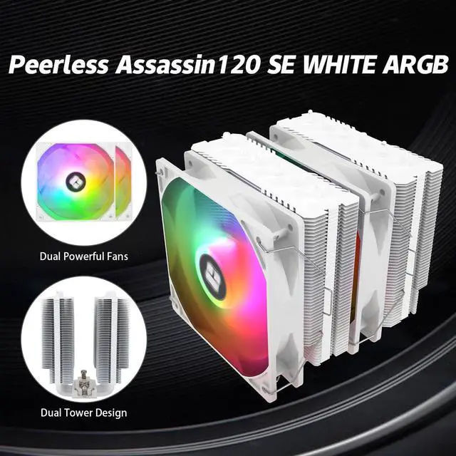 Alt view image 2 of 5 - Thermalrlght Peerless Assassin 120 SE WHITE ARGB CPU Air Cooler,6 Heat Pipes CPU cooler,Dual 120mm TL-C12CW-S PWM Fan,Aluminum Heatsink Cover,AGHP Technology, for AMD AM4 AM5/Intel 1150/1151/1200/1700