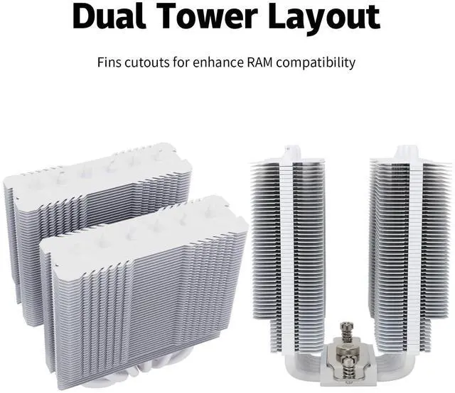 Alt view image 4 of 5 - Thermalrlght Peerless Assassin 120 SE WHITE ARGB CPU Air Cooler,6 Heat Pipes CPU cooler,Dual 120mm TL-C12CW-S PWM Fan,Aluminum Heatsink Cover,AGHP Technology, for AMD AM4 AM5/Intel 1150/1151/1200/1700
