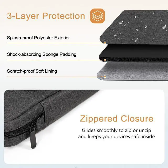 Alt view image 5 of 5 - TiMOVO 13 Inch Tablet Sleeve Handbag with Shoulder Strap for iPad Air 13" M3 2025, iPad Pro 13", iPad Pro 12.9", Galaxy Tab S9+/S9 Plus/S10+/S10 Plus/S9 FE+/S9 FE Plus 12.4", Black & Gray